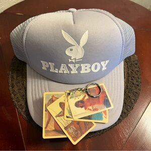 Vintage Playboy Snapback Trucker Hat Plus Keychain